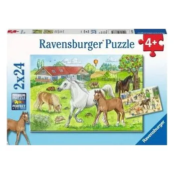 puzzle pro nejmenší RAVENSBURGER Puzzle Ve stájích 2x24 dílků