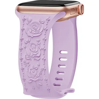 Řemínek gravírované růže pro Apple Watch 42/44/45/46/49mm Barva: levandulová
