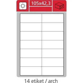 Samolepící etiketa Etikety Economy 105x42,3 mm, matné, bílé, 100 listů