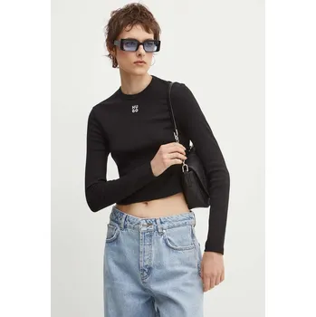 Pánské tričko Tričko s dlouhým rukávem HUGO Dafilomena_3 50518378 černá 99X, vel. XL