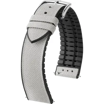 Řemínek na hodinky Textilní řemínek Hirsch Arne M 0925090130-2, šedý, textil/přírodní kaučuk, délka M, Quick Release - 20 mm