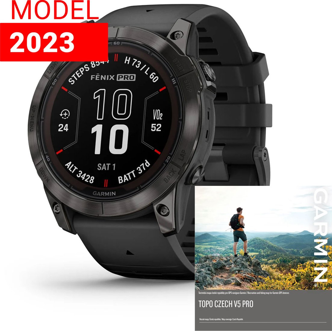 Garmin Fenix 7X Pro Sapphire Solar Carbon Gray DLC Titanium + dárek