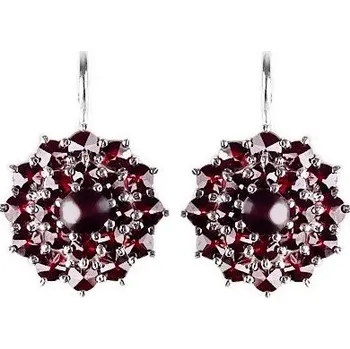 Náušnice Granát Turnov Český granát náušnice 2 řady