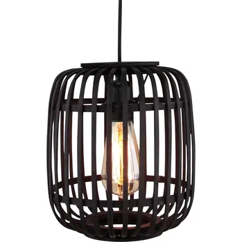 Brilliant Závěsné světlo Woodrow s bambusovým stínidlem černá, dřevo tmavé 1 x 60 W - Doprava zdarma