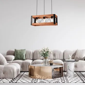 Envostar Lee závěsné světlo dřevo/černá 3 světla světlé dřevo, černá 3 x 60 W - Doprava zdarma