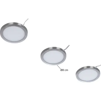 Lampička Prios Jopos LED nábytkové přisazené světlo 3 ks satinovaný nikl 3 x 2 W LED