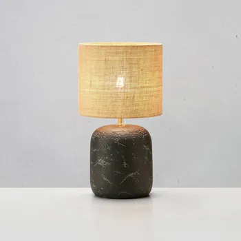 Lampička Markslöjd Stolní lampa Montagna, beton, juta, výška 32 cm - kabel 200 cm černá, přírodní 1 x 40 W - Doprava zdarma