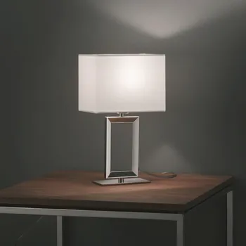 Lampička Helestra stolní lampa Enna 2, výška 30 cm, E14, bílá, textilní bílá, nikl 1 x 40 W - Doprava zdarma