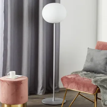 Lampička FLOS Glo-Ball Floor 1 stojací lampa, matná stříbrná - Výška stínidla 27 cm bílá, stříbrošedá 1 x 150 W - Doprava zdarma