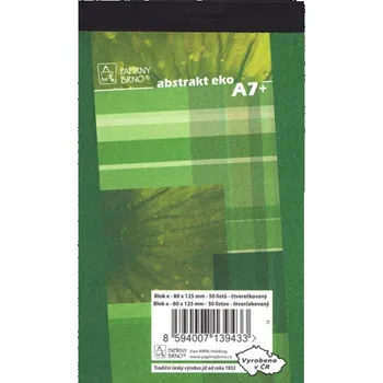 Blok Papírny Brno Poznámkový blok abstrakt eko A7, lepený, čtvereček, 50 listů