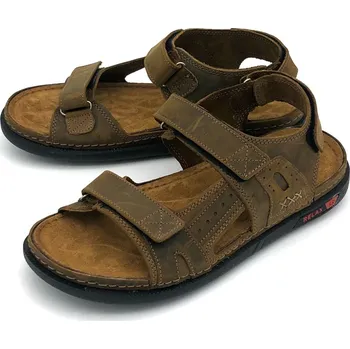 Pánské polobotky Pánské kožené sandále 47-24 Mediline hnědá Barva: hnědá, Velikost: 42