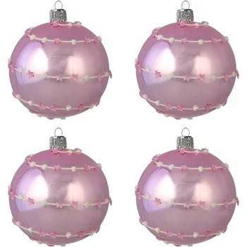 Vánoční ozdoba Set vánočních ozdob v růžové barvě