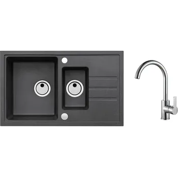 Granitový dřez Set Alveus Intermezzo 70 Black 91 + Tonia Chrom