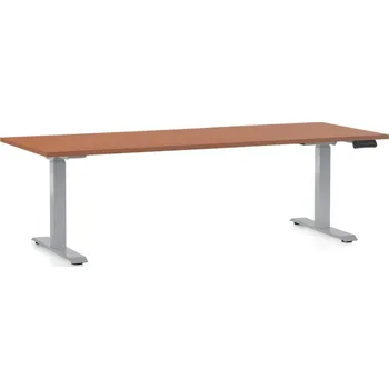 Psací stůl Výškově nastavitelný stůl OfficeTech D, 200 x 80 cm, šedá podnož, třešeň