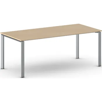 Psací stůl Jednací kancelářský stůl PRIMO INFINITY, 200x90 cm, šedostříbrná podnož, buk