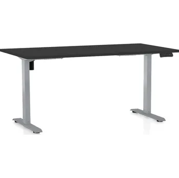 Psací stůl Výškově nastavitelný stůl OfficeTech B, 160 x 80 cm, šedá podnož, černá