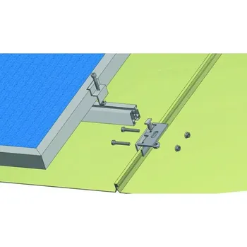 montážní sada pro solární panel Set konstrukce pro 8 panelů 2kW, pro ploché střechy z falcovaného plechu (Střešní konstrukce pro solární panely)