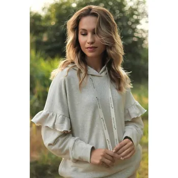 Dámské noční prádlo Smetanová bavlněná mikina s konopným vláknem Velikost: L