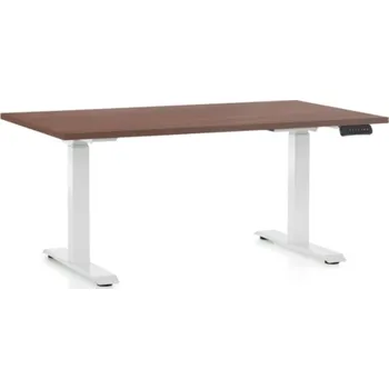 Psací stůl Výškově nastavitelný stůl OfficeTech C, 120 x 80 cm, bílá podnož, ořech
