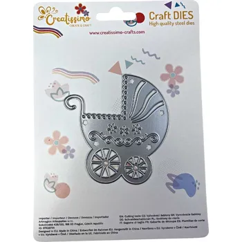 Přeprava dětí Creatissimo - vyřezávací šablona Kočárek 83x86 mm