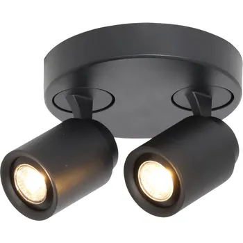 Lampička Freelight Stropní bodové svítidlo Razza, černé, Ø 26,5 cm, 2 světla, kovové - Stříška - Ø 16 cm, výška 3 cm černá 2 x 50 W - Doprava zdarma