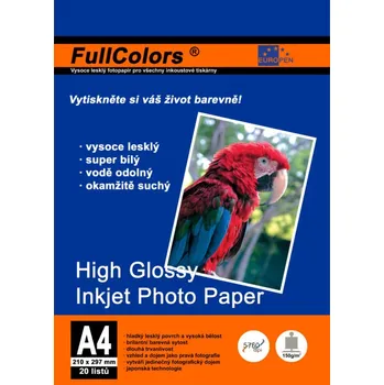 Fotopapír High Glossy Inkjet Photo Paper Europen A4, 150 g, vysoce lesklý, 20 ks
