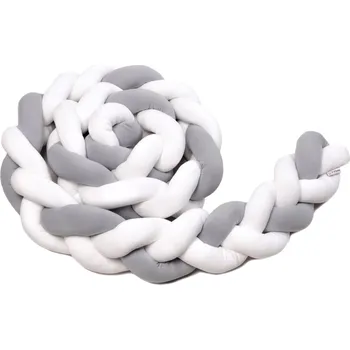 Polštář T-TOMI Pletený mantinel 180 cm White + Grey