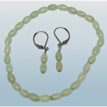 Náramek Avanturín zelený sada s naušnicemi a chirurgickou ocelí