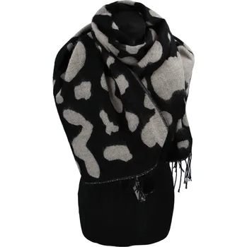 Šála Dvoubarevná dámská šála s flíčky, černá