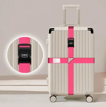 Příslušenství k zavazadlu Bezpečnostní popruh na kufr s kódovým zámkem - Růžový