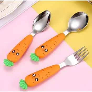 Příbor Příbor pro nejmenší - SET MRKVIČKY - LŽIČKA OVÁLNÁ 34 mm (bez pouzdra) (Značka: MOONBIFFY)