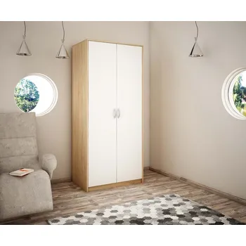 Šatní skříň Skříň Wiktoria 2D SZ04 Bílá/dub sonoma