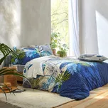 Blancheporte Bavlněné povlečení Jane zn. Colombine® s potiskem listů modrá klasické prostěradlo 270x300 cm