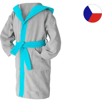 Dámský župan Dětský župan ELMAR PATRIK Světle šedá - tyrkys 128