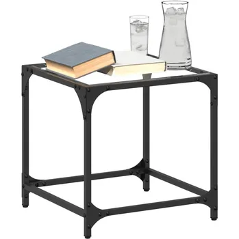 Konferenční stolek vidaXL Konferenční stolky černá skleněná deska 2 ks 40x40x40 cm ocel [845958] Barva: průhledné sklo