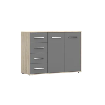 Komoda IDZ Komoda FRIDA 2D4S 01, 135 cm Grafit / Dub Sonoma