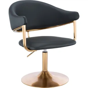 Křeslo Otočné křeslo ekokůže Arendal na zlatém talíři - černé