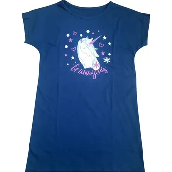 Dívčí noční košile Betty mode tmavě modrá jednorožec