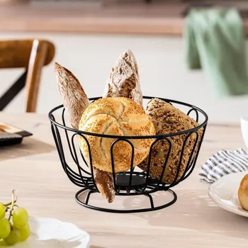 chlebník Drátěný košík na pečivo kulatý černá