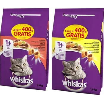 Krmivo pro kočku WHISKAS MIX krmivo hovězí kuře 2x 1,5kg+0,4kg