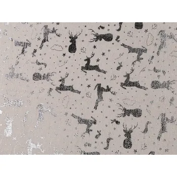 Stoklasa Vánoční bavlněná metráž / imitace lnu sob metalická (1 m) režná stříbrná