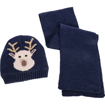 Čepice Antonio Dětský set čepice a šály modrá uni dítě