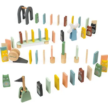 Dřevěná hračka Sweet Cocoon - Dominová dráha - Sova - 100 ks