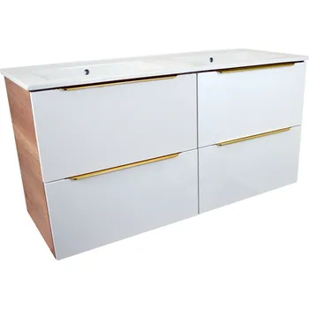 Koupelnový nábytek BPS-koupelny Koupelnová skříňka s keramickým umyvadlem Swing WOC 120, bílá/dub country