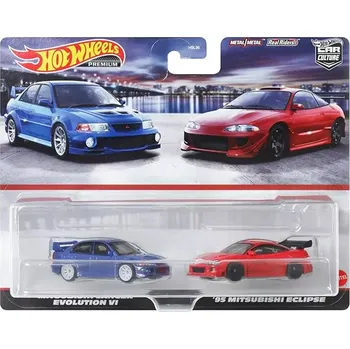 autíčko Sada: Mitsubishi Lancer Evolution VI + Mitsubishi Lancer 1995 1:64 - Hot Wheels Sada: Mitsubishi Lancer Evo 6 + Mitsubishi Lancer - modely aut 1/64