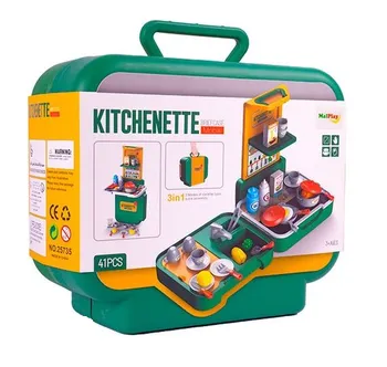 Dětská kuchyňka MalPlay Child Kitchenette mini kuchyňka v kufříku zelená/oranžová