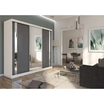 Šatní skříň Kvalitní Šatní Skříň Gracja 240 cm Bílá/šedá