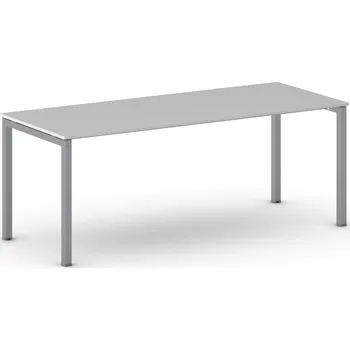 Konferenční stolek Jednací kancelářský stůl PRIMO SQUARE, 200x80 cm, šedostříbrná podnož, šedá