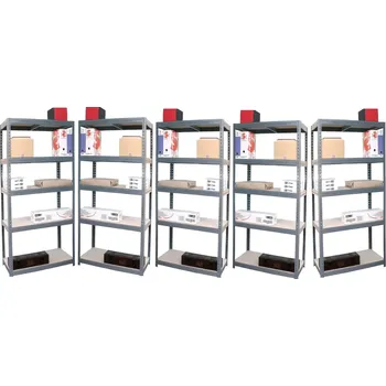 Dílenský regál AKČNÍ BALÍČEK 5 ks zátěžových regálu 5-ti pol. lakovaný 180x140x60 300 kg + český výrobek