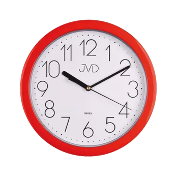 Hodiny Červené plastové nástěnné netikající hodiny JVD sweep HP612.2